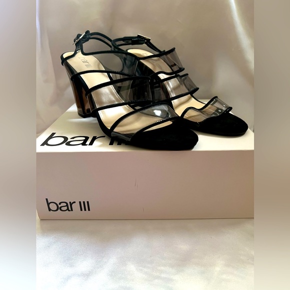 New Bar III Black/Vinyl Bernicep Heels - Picture 2 of 8